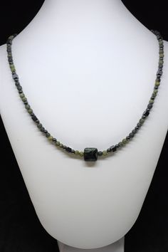 Round and square Hemalyke beads Dark green serpentine round beads  a square serpentine focal bead 22 inches long ML3 Serpentine Necklace, Obsidian Arrowhead, Blue Friday, Brass Cuff, Druzy Quartz, Beaded Necklaces, Focal Bead, Men's Style, Chain Styles