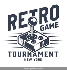 an old school logo for a video game tournament, with the words retro game tournament on it