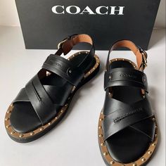 New In Box Coach Shoes, Women's Shoes Sandals, Leather Sandals, Black And Brown, Shoes Sandals, Women Shoes, Sandals, Leather, Women Shopping