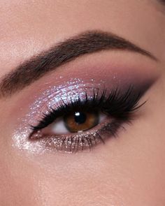 Sparkly Cat Eye Makeup, Rose Quartz Eyeshadow Looks, Sparkly Hooded Eye Makeup, Eye Makeup New Years Eve, Sparkly Bridal Makeup, Huda Beauty Rose Quartz Palette Looks, Huda Rose Quartz Looks, New Years Eve Makeup Ideas Glitter, New Year’s Eve Eye Makeup