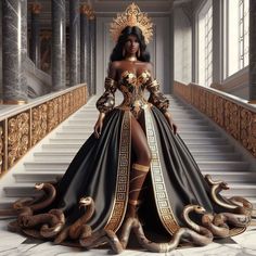 Goddess Prom Look, Prom Royalty, Deadbeat Moms, African Princess, Black Woman Artwork, Unique Wedding Dresses, Black Goddess, Fancy Dresses Long, Fantasy Gowns