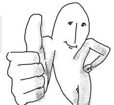 a drawing of a person giving the thumbs up sign with both hands and one hand