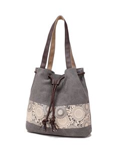 PRICES MAY VARY. - The DOURR shoulder bag was made of high density cotton washed canvas, Eco-friendly, soft, thick and durable, unique printing design, casual life style. - It is a medium-sized handbag, not too big and not too small, very lightweight. Size: 11.8" L x 4.7" W x 11.4" H, about: 395 g - Magnetic buckle and tightening strap closed way, easy to open and close. Leather shoulder straps and leather tightening strap look fashion. - Inside: 2 large compartment and 1 large zipper pocket; 1 Cheap Casual Canvas Bag With Screen Print, Canvas Tote Bag Design, Casual Purse, Floral Handbags, Drawstring Bucket Bag, Handbags Casual, Trending Handbag, Printed Canvas, Canvas Handbags