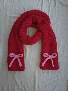 Cute knit bows on knit red scarf 2024 winter trend combination: red color and ribbon bow✨️ width:11.8" lenght:78" materials: %100 micropolyester You can use it as a balaclava or shawl. Scarf, bow color and measurements can be customized. You can always send a message for this.🌼 Colors may vary due to light and screen.  Don't forget to check out my Etsy shop and Instagram page for more hand knitted scarves.✨️ https://buttercuphandmadex.etsy.com https://www.instagram.com/buttercupatelier . . . . . . . . . . . . . . . coquette girl, fairycore girl aesthetic, bow trend, bow scarf, knit bow scarf, scarf with bow, valentines day gift ideas, unique gift ideas, gift for girlfriend, gift for her, bow crochet, knit bow, ribbon girl aesthetic, ribbon bow, knit ribbon, pink scarf, lovecore aesthetic, Knit Scarf Women, Y2k Scarf, Bow Valentines, Aesthetic Ribbon, Bow Trend, Bow Crochet, Aesthetic Bow, Coquette Ribbon, Ribbon Scarf