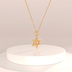 14k Real Solid Gold Minimal Star Of David Pendant Necklace for Women. Tiny Star Religious Charm Layerable Necklace with Yellow White Rose Color Options. Wear it alone or mix and match with other necklaces to attain timeless and dainty look.  Pendant Necklace Details ❥ Gold KT:  14k Solid Gold ❥ Gold Color Options:  Yellow Gold, White Gold, Rose Gold ❥ Pendant, 10.50x8.00 mm ❥ Thickness, 1.25 mm ❥ It can be used with up to 3 mm chains. If you are to use it with a thicker chain, please let us know before you make the purchase. ❥ Ready to Ship in 4-7 Business Days MORE FROM US Pendant and Necklaces: https://etsy.me/3NgqiKb More about my shop: https://etsy.me/3mwMnsA ESSENTIAL INFORMATION 💎 BRENNMORE pieces are handcrafted by 15-30 years of experienced craftsmen and made to order. 🎁 All piec Gold Star Necklace For Anniversary, Gold Minimalist Star Of David Charm Necklace, Gold Star Of David Necklace For Anniversary, Gold Star Of David Charm Necklace With Delicate Chain, Minimalist Yellow Gold Star Of David Necklace, Elegant Gold Star Of David Charm Necklace, Yellow Gold Star Of David Charm Necklace Gift, Yellow Gold Star Charm Necklace With Adjustable Chain, Yellow Gold Charm Necklace With Star Of David Charm