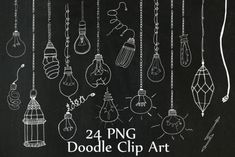 a chalkboard drawing of hanging doodle clip art