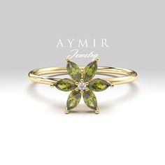 Peridot Diamond Ring, Solid Gold Ring, Dainty Ring, Flower Peridot Ring, August Birthstone Ring, Birthday Gift, Anniversary Gift, 8K 14K 18K ♦ If you want this ring with color gemstones, please send us a message, and we will quote you a price with your desired stones. ♥ ♦ Ring Features ♦ ▸ Made to Order ▸ Available Gold Color: Yellow Gold, Rose Gold, White Gold ▸ Band Width: 1.20mm ▸ Material: Solid Real Gold (not gold-filled or no gold plated) ▸ Available Gold Carat: 8K - 333, 14K - 585, 18K - Peridot Vintage Ring, Flower Birthstone Ring, Engagement Rings Peridot, Peridot Ring Engagement, Peridot Wedding Ring, Peridot Ring Gold, Peridot Rings, Peridot Engagement Rings, August Birthstone Ring