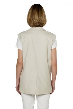 Keep your layered look on point in this Double Breasted Blazer Vest from JUNA. Made from lightweight fabric in a casual fit, this sleeveless blazer in a solid hue allows you to dress your ensemble up or down with just one piece. The double-breasted blazer with a notched collar and front button-down placket lends an elegant look to any outfit, while below-the-hip length allows easy layering over your dresses. Pair it with tailored trousers or a pencil skirt and pumps for a smart-casual office loo Modern Double-breasted Blazer With Hidden Buttons, Double-breasted Blazer With Hidden Buttons, Fitted Double-breasted Blazer With Concealed Placket, Tailored Double-breasted Cotton Outerwear, Spring Double-breasted Blazer With Hidden Button Closure, Smart Casual Office, Tailored Vest, Sleeveless Blazer, Casual Office