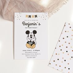 a mickey mouse birthday party with gold confetti