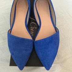 J Crew Blue Suede Shoes. Brand New Still In Box And Never Worn. Fits True To Size. All Items In My Closet Come From A Clean, Smoke Free, Pet Free Home. Add More Than One Item To A Bundle And I Will Send You A Private Offer. Elegant Blue Evening Flats, Blue Slip-on Office Heels, Blue Slip-on Flats For Office, Elegant Blue Flats For Work, Elegant Blue Flats For Workwear, Chic Blue Leather Flats, Blue Pointed Toe Court Shoes For Spring, Chic Blue Court Shoes With Round Toe, Blue Pointed Toe Flats For Summer