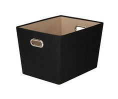 a black storage box with two handles