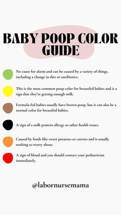 Baby Poop Color Guide Baby Poop Color, Baby Poop, Formula Fed Babies, Labor Nurse, Baby Stage, Breastfed Baby, Color Guide, Baby Growth, Parents Baby