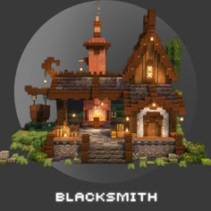 Cute Minecraft Fantasy House, Cool Minecraft Survival Builds, Minecraft Fantasy Blacksmith, Minecraft Elf House Ideas, Minecraft Villager Building Ideas, Cute Witchy Minecraft Builds, Ghibli Minecraft House, Minecraft Builds 1.20, Medevial Minecraft House