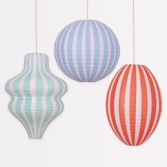 Decorate a room with our striped lanterns, crafted from paper with a pink cord for hanging. Paper Lantern Making, Lantern Decorations, Paper Lantern Decor, Festa Harry Potter, How To Make Lanterns, Fourth Birthday, Meri Meri, Floral Party, Star Decorations