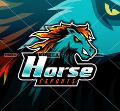 horse esports logo design on a dark background