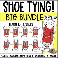 shoe tying poster with instructions and pictures