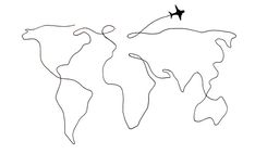 an airplane is flying over the earth in black and white, as if it were drawn by hand