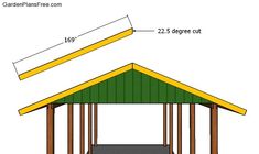 the plans for an outdoor pavilion are shown in two different sizes, including roof and side walls