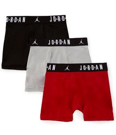 From Jordan&#x2C; this three-pack of boxer briefs features:Pull-on constructionLogo elastic waistband for a comfy fitClosed pouchMoisture-wicking&#x2C; quick-drying&#x2C; Dri-FIT technology to help you stay cool throughout the dayRecycled polyester/elastane stretch knitMachine wash/tumble dryImported. Matching Boxers Couple, Swag Boxers, Boxer Breifs, Custom Boxers, Boys Boxers, Construction Logo, Tomboy Outfits, Mens Boxers, Spending Money