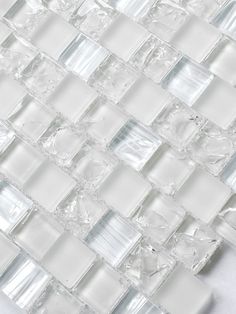 MODERN White Glass Metal Kitchen Backsplash Tile | Backsplash.com Mosaic Glass Tiles, White Kitchen Backsplash Ideas Tile, 2023 Backsplash, Sparkling White Quartz Countertop, Glass Arabesque Tile, Senior Bathroom, Modern Shower Tile, Metal Backsplash Kitchen