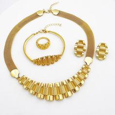 Afraic Jewelry-Gold Plated Jewelry Set Woman Necklace Earrings Wedding Banquet Party Jewelry Large Set Model Number:3256804303651251 Product information: Material: alloy Color: Gold Color Product Package Details: 1 Set (Neckace, Bracelet, Earrings,Ring ) Dubai Jewelry Woman Set Gold Plate Necklaces For Women Wedding Banquet Party 4 Piece Jewelry Large Set PRODUCT TOVERALL STYLE：Elegant simple fashionable and luxurious show your beautiful temperament in all directions, Show the charm of urban wom Woman Necklace, Banquet Party, Wedding Banquet, Plate Necklace, Earrings Wedding, Necklaces For Women, Party Jewelry, Gold Plated Necklace, Women Set