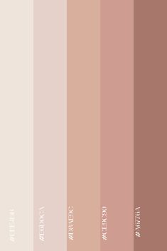 the color palette is shown in shades of pink, brown and beige with white lettering