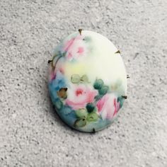 "Victorian Hand Painted Pink Floral Oval Brooch 1.5\" Unmarked" Handmade Victorian Oval Brooches, Antique Handmade Oval Brooches, Antique Oval Handmade Brooches, White Oval Brooches For Gifts, Victorian Hand, Crystal Candle Holder, Crystal Candles, Glass Perfume Bottle, Porcelain Painting