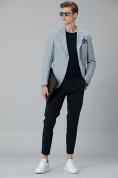 Grey Suit Men, Pants Outfit Men, Mens Casual Outfits Summer, Black Pants Men