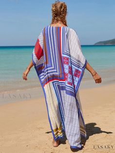 Lasaky - Womens Cotton Beach Cover-Up with Stylish Printed Design - Bikini Sun Protection Shirt in Soft Beach Robe Style Loungewear Dress, Long Beach Dress, Swimwear Sets, Women's Cover Up, Beachwear For Women, Women Long Dresses, Dress Cover, Beach Covers, Cover Up Dress