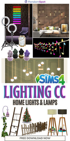 some lights and lamps are shown in this graphic art workflowe for the game sims lighting cc home lights & lamps