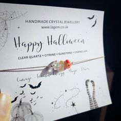 Happy Halloween Crystal Bracelet Gift UK Witch Essentials, Spells And Rituals, Powerful Energy, Crystal Jewellery, Jewellery Uk, Chakra Bracelet, Uk Gifts