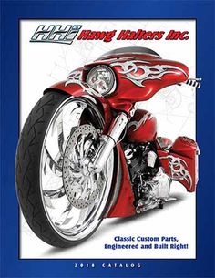 a red motorcycle with flames on it and the words harley motorcycles inc written in white