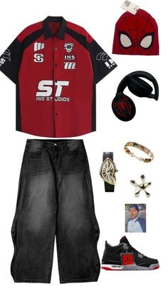 Fashion: #fashion, #style, #outfitinspiration, #beauty Hiphop Outfit Men, Spiderman Outfit, Street Style Outfits Casual, Cool Outfit Ideas, Cool Outfit, Outfits For Men, Streetwear Clothes, Outfit Inspo Casual, Hip Hop Outfits