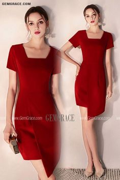 Bodycon Red Short Party Dress Square Neck Short Sleeves Ref#HTX97060 at GemGrace. #WeddingGuestDresses Shop now to get $10 off. Pro custom-made service for wedding dress, formal dress. View Cocktail Dresses,Homecoming Dresses,Wedding Guest Dresses,Short Homecoming Dresses,Red Homecoming Dresses,Tight Homecoming Dresses,Burgundy Homecoming Dresses for more ideas. Click to shop now! #BuyableWeddingGuestDresses Fitted Red Mini Dress For Formal Occasions, Red Semi-formal Dress For Spring, Red Semi-formal Spring Dress, Red Short Sleeve Mini Dress For Formal Occasions, Red Fitted Formal Dress, Red Sheath Mini Dress For Formal Occasions, Formal Red Sheath Mini Dress, Red Homecoming Dresses Tight, Trendy Dress Styles