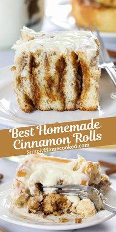 the best homemade cinnamon roll recipe with cream cheese frosting and cinnamon rolls on top