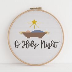 Modern Christmas Cross Stitch Pattern PDF O Holy Night - Etsy Simple Nativity, Christmas Cross Stitch Patterns Free, Wedding Cross Stitch Patterns, Wedding Cross Stitch, Xmas Cross Stitch, Cross Stitch Collection, Cross Stitch Christmas Ornaments, Christmas Carols