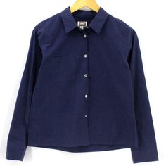 Mo:Vint By Anthropologie Shirt Women's Navy Blue Button Down Long Sleeve Xs Nwt Navy Cotton Tops With Button Closure, Navy Button Closure Top For Work, Navy Workwear Tops With Button Closure, Navy Long Sleeve Tops With Buttons, Navy Buttoned Tops For Fall, Navy Long Sleeve Cotton Blouse, Navy Cotton Blouse For Fall, Collared Purple Top With Buttons, Purple Collared Top With Buttons