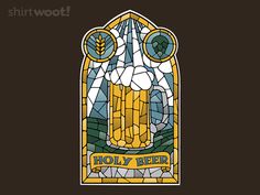 Holy Beer Stained Glass Window Design, Glass Window Design, Board Game Cafe, Day Of The Shirt, Game Cafe, Stained Glass Window, 3 Kids, Window Design, 4 Kids