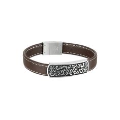 Add something fresh to your daily wardrobe with this handsome stainless steel brown leather bracelet. Add something fresh to your daily wardrobe with this handsome stainless steel brown leather bracelet.Click on this JEWELRY & WATCHES GUIDE to learn about fit, styles, materials and more! Length: 8.5 in. Closure: magnetic Metal: stainless steel Plating: black ion plated Finish: polished Additional details: filigree design I.D. plate Packaging: pouch Please note, due to the high value of this item Classic Leather Bracelets With Engraving, Classic Engraved Leather Bracelets, Classic Brown Engraved Leather Bracelet, Classic Engraved Brown Leather Bracelet, Formal Brown Leather Bracelet, Classic Brown Leather Bracelet For Formal Occasions, Elegant Brown Leather Bracelet, Modern Brown Bracelets For Formal Occasion, Modern Brown Leather Formal Bracelet