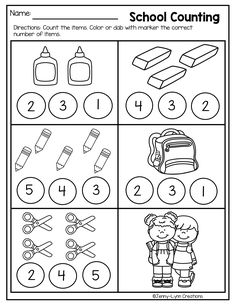 the worksheet for preschool to learn how to make school countings with pictures