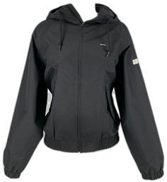 Black Casual Nylon Raincoat, Casual Black Nylon Raincoat, Black Weatherproof Nylon Hooded Jacket, Black Nylon Track Jacket With Double-lined Hood, Black Weatherproof Nylon Windbreaker, Sporty Black Nylon Hooded Jacket, Black Nylon Track Jacket With Detachable Hood, Functional Black Windbreaker With Double-lined Hood, Hooded Black Nylon Windbreaker