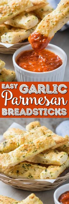 garlic parmesan breadsticks with dipping sauce