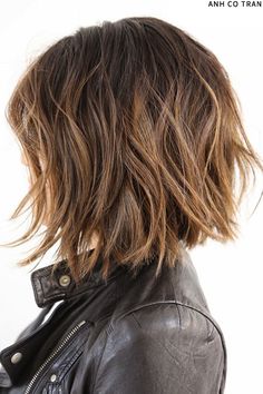 Hair Inspiration: Mid-Length Bob | sheerluxe.com Shaggy Bob Haircut, Brunette Bob, Wavy Bob Haircuts, Messy Bob Hairstyles, Thick Hair Cuts, Choppy Hair, Holiday Hairstyles