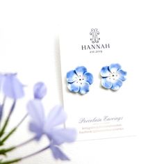 Blue Handmade Flower Jewelry For Gifts, Handmade Blue Flower Jewelry For Gifts, Handmade Flower Blue Jewelry As Gift, Blue Handmade Flower Jewelry As Gift, Personalized Blue Earrings For Gift, Hand Painted Flower Earrings As Gift, Blue Everyday Flower Jewelry, Hand Painted Adjustable Flower Earrings For Gift, Hand Painted Adjustable Flower Earrings As Gift