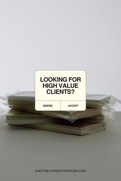 there is a plastic bag with some food in it that says looking for high value client's?