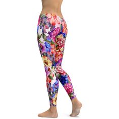 Do you already own floral leggings? If not, these Colorful Floral Leggings are the perfect style to complete your summer wardrobe. If yes, than you need to add these leggings to your collection of floral leggings to enlarge on your dynamic summer look. Our designer did a great job combining the different colors and different flowers making it an eye-catching legging. Spring Floral Print Yoga Bottoms, Spring Yoga Bottoms With Floral Print, Spring Floral Print Stretch Leggings, Floral Print Yoga Bottoms For Spring, Fitted Floral Print Leggings For Spring, Tight Multicolor Leggings For Spring, Stretch Floral Print Leggings For Yoga, Spring Floral Print Yoga Activewear, Spring Yoga Multicolor Leggings