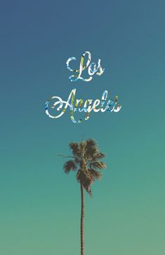 a palm tree with the words los angeles written above it