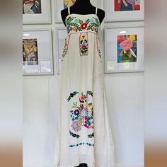 Shop ctindog's closet or find the perfect look from millions of stylists. Fast shipping and buyer protection. gorgeous Summer/beach maxi dress one size White Cotton Dresses For Vacation, White Cotton Dress For Vacation, Spring Embroidered Beachwear Maxi Dress, Summer Vacation Embroidered Maxi Dress, Embroidered Sleeveless Sundress For Beach, Floral Embroidered Sundress Maxi Dress For Vacation, Casual Embroidered Dresses For Beach Season, Embroidered Maxi Dress For Summer Vacation, Casual Floral Embroidery Beach Dress