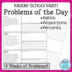 the middle school math problems worksheet