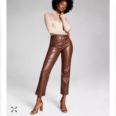 Brand New With Tags, Never Worn Super Stylish, Faux Leather Pants. Brown Leather Pants, Madden Nyc, Leather Pant, Gala Dinner, Womens Capris, Faux Leather Pants, Straight Pants, Then And Now, Bottoms Pants